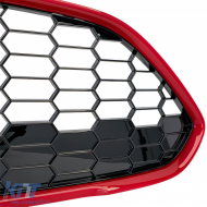 Kühlergrill-Set ST Waben-Design Rot Schwarz Glänzend geeignet für Ford Fiesta 2013–2017-image-6208701