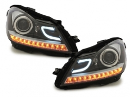 Kit carrocería para Mercedes W204 07-14 Facelift C63 Look Faros Luces LED DRL-image-6002750