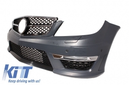 Kit Carrosserie pour Mercedes Classe C W204 07-14 Facelift C63 Look Phares LED DRL-image-5995091