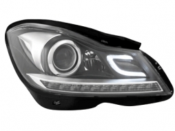 Kit Carrosserie pour Mercedes Classe C W204 07-14 Facelift C63 Look Phares LED DRL-image-5995108