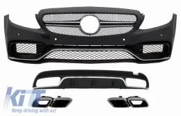 image-29-Kit Carrozzeria per Mercedes Classe C W205 S205 Diffusore Paraurti Scarico C63 Design