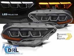 Kit de faros LED de tuning adecuado para Ford Mustang 2018-2021 con base negra, para el modelo con luces diurnas de fábrica, con intermitentes dinámicos, izquierdo y derecho-image-6152937