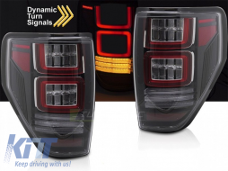 Kit de feux arrière à LED tuning adapté pour Ford F150 2008-2014, avec clignotant dynamique, base noire, gauche et droite-image-6152018