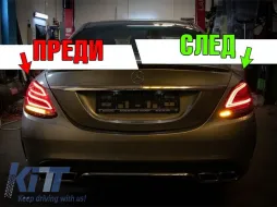 Kit de feux arrière à LED tuning adapté pour Mercedes C-Class W205 berline 2014-2018, base rouge blanche, avec clignotant dynamique, gauche et droit-image-6152112