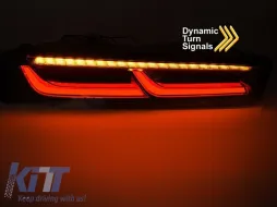 Kit de feux arrière LED tuning adapté pour Chevrolet Camaro 2016-2018 avec base fumée, présentant des clignotants dynamiques, gauche et droit-image-6151957