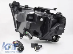Kit de phares à LED tuning adapté pour Dodge Ram 1500 2019-2022 avec base noire, présentant des clignotants dynamiques, pour le modèle avec feux DRL d'origine, avec fonction 