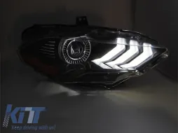 Kit de phares à LED tuning adapté pour Ford Mustang 2018-2021 avec base noire, pour le modèle avec feux DRL d'origine, gauche et droit-image-6238405