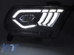Kit de phares à LED tuning adapté pour Ford Mustang 2010-2013 avec base noire, pour le modèle avec feux diurnes d'origine, avec clignotants dynamiques, gauche et droit-image-6238410