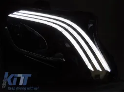 Kit de phares à LED tuning adapté pour Mercedes Classe S W222 berline avec pare-chocs avant 2013-2017 avec base noire, avec clignotants dynamiques, avec fonction 