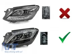 Kit de phares à LED tuning adapté pour Mercedes Classe S W222 berline avec pare-chocs avant 2013-2017 avec base noire, avec clignotants dynamiques, avec fonction 