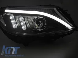 Kit de phares LED adapté pour Mercedes C-Class W205 2014-2018 avec base noire, gauche et droite, pour le modèle avec phares halogènes standard-image-6238476