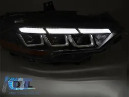 Kit de phares LED de tuning adapté pour Ford Mustang 2018-2021 avec base noire, pour le modèle avec feux de jour d'origine, avec clignotants dynamiques, gauche et droit-image-6152938