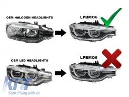 Kit de phares LED tuning adapté pour BMW Série 3 F30, F31 2015-2018 avec base chromée, gauche et droite, pour le modèle avec phares halogènes-image-6152649