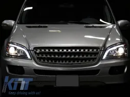 Kit de phares tuning adapté pour Mercedes ML W164 2005-2008 avec base chromée, gauche et droite-image-6238469