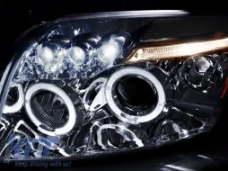 Kit de phares tuning avec yeux d'ange adapté pour Dodge Caliber 2006-2012 avec base chromée, gauche et droite-image-6238351