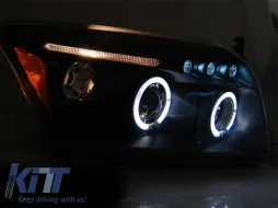 Kit de phares tuning avec yeux d'ange adapté pour Dodge Caliber 2006-2012 avec base chromée, gauche et droite-image-6238353