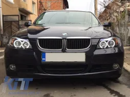 Kit de phares tuning avec yeux d'ange CCFL adapté pour BMW 3 E90/E91 03.2005-08.2008, gauche et droit-image-6152518