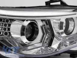 Kit de phares tuning avec yeux d'ange LED 3D adapté pour BMW Série 5 E60 berline, E61 touring 2003-2007 avec base chromée, gauche et droite, pour le modèle avec phares halogènes.-image-6152587