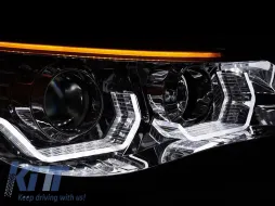 Kit de phares tuning avec yeux d'ange LED 3D adapté pour BMW Série 5 E60 berline, E61 touring 2003-2007 avec base chromée, gauche et droite, pour le modèle avec phares halogènes.-image-6152590