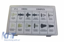 Kit de sujetadores de plástico Auto Clips 194 pcs--image-6040871
