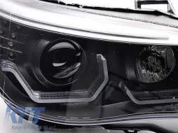 Kit di fari tuning con occhi di angelo LED 3D adatto per BMW Serie 5 E60 berlina, E61 touring 2003-2007 con base nera, sinistra e destra, per il modello con fari alogeni.-image-6152592