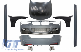image-31-Kit für BMW 3 F30 11-19 M-Perform Look Kotflügel Schwarz Motorhaube Tipps Chrom