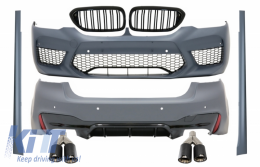 image-16-Kit für BMW 5 G30 17-19 Gitter Doppelt Zwilling Auspuff Tipps Kohlenstoff M5 Look