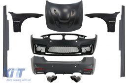 image-49-Kit für BMW F30 11-19 EVO M CS Look Kotflügel Chrom Motorhaube Tipps Kohlenstoff