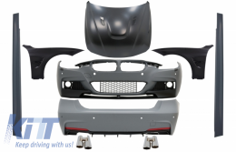 image-38-Kit für BMW F30 11-19 M-Perform Look Tipps Chrom Kotflügel Schwarz Motorhaube