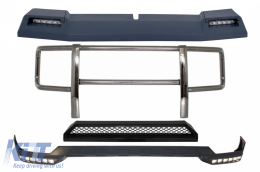image-10-Kit Front BullBar and LED Roof Spoiler with Upper Spoiler Lip and LED DRL Extension suitable for Mercedes G-Class W463 (1989-2018) G63 G65 Design