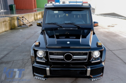 Kit Front BullBar and LED Roof Spoiler with Upper Spoiler Lip and LED DRL Extension suitable for Mercedes G-Class W463 (1989-2018) G63 G65 Design-image-6061615