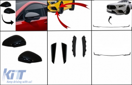 image-78-Kit Front Bumper Flaps Side Fins Flaps suitable for Mercedes A-Class W177 V177 (05.2018-2022) with Bumper Lip Extension and Mirror Cover A35 Design Black Edition