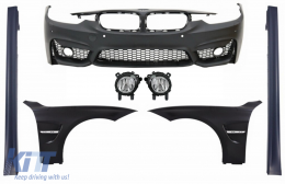 Kit Front Bumper with Fog Light and Front Fenders suitable for BMW 3 Series F30 F31 Non LCI & LCI (2011-2018)  Sport EVO Design - COFBBMF30M3DFLSSFF