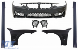 Kit Front Bumper with Fog Light and Front Fenders suitable for BMW 3 Series F30 F31 Non LCI & LCI (2011-2018)  Sport EVO Design