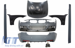 image-4-Kit para BMW 3 F30 11-19 M-Perform Look Defensas Negro Capucha Consejos Carbón