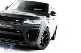 Kit spoiler tipo SVR Maxton Design per minigonne, paraurti anteriore, posteriore e tetto adatto per Land Rover Range Rover Mk2 Facelift 2018-2022, verniciato di nero-image-6153234