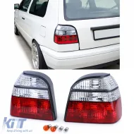 image-78-Klare Glas-Rückleuchten rot-weiß, geeignet für VW Golf 3 Limousine Cabriolet 91-97