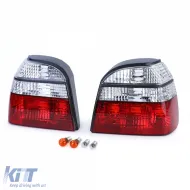Klare Glas-Rückleuchten rot-weiß, geeignet für VW Golf 3 Limousine Cabriolet 91-97-image-6204385