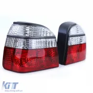 Klare Glas-Rückleuchten rot-weiß, geeignet für VW Golf 3 Limousine Cabriolet 91-97-image-6204386
