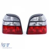 Klare Glas-Rückleuchten rot-weiß, geeignet für VW Golf 3 Limousine Cabriolet 91-97-image-6204388