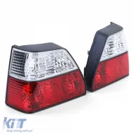 Klare Glas-Rückleuchten-Set rot-weiß Kristall geeignet für VW Golf II 2 83-91-image-6190898