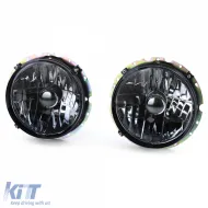 Klare Glas-Scheinwerfer mit schwarzem Rauch H4 Paar geeignet für VW Caddy I 82-92 + Jetta I 79-84-image-6209211