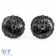 Klare Glas-Scheinwerfer mit schwarzem Rauch H4 Paar geeignet für VW Caddy I 82-92 + Jetta I 79-84-image-6209214