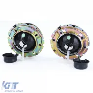 Klare Glas-Scheinwerfer mit schwarzem Rauch H4 Paar geeignet für VW Caddy I 82-92 + Jetta I 79-84-image-6209215
