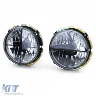 Klare Glas-Scheinwerfer mit schwarzem Rauch und Fadenkreuz geeignet für VW T2 73-79 + T3 79-92-image-6209446