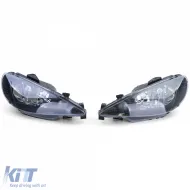 Klare Glas-Scheinwerfer Schwarz H7 H7 + Adapter geeignet für Peugeot 206 1998-2008-image-6198058