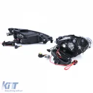 Klare Glas-Scheinwerfer Schwarz H7 H7 + Adapter geeignet für Peugeot 206 1998-2008-image-6198061