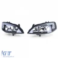 Klare Glas-Scheinwerfer, schwarzes Set rechts und links, geeignet für Opel Astra G 1997-2004-image-6239367
