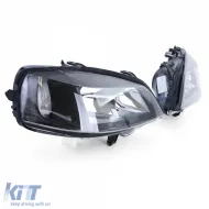 Klare Glas-Scheinwerfer, schwarzes Set rechts und links, geeignet für Opel Astra G 1997-2004-image-6239369