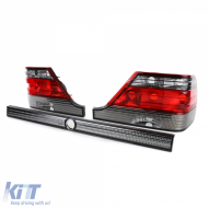 Klare Rücklichter rot schwarz mit Verriegelungsstreifen, geeignet für Mercedes S W140 94-98-image-6190535